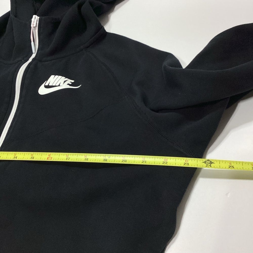 Nike Zip Front Hoodie Sweatshirt Wide Hem Black With White Detail Scuba Hood XXL - Picture 10 of 11